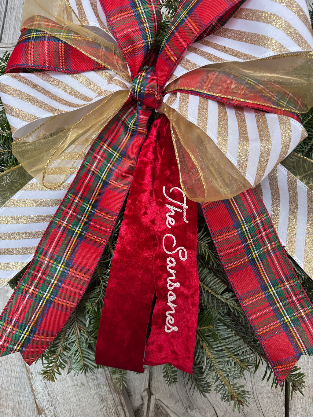 Stripe Plaid Gold Wreath