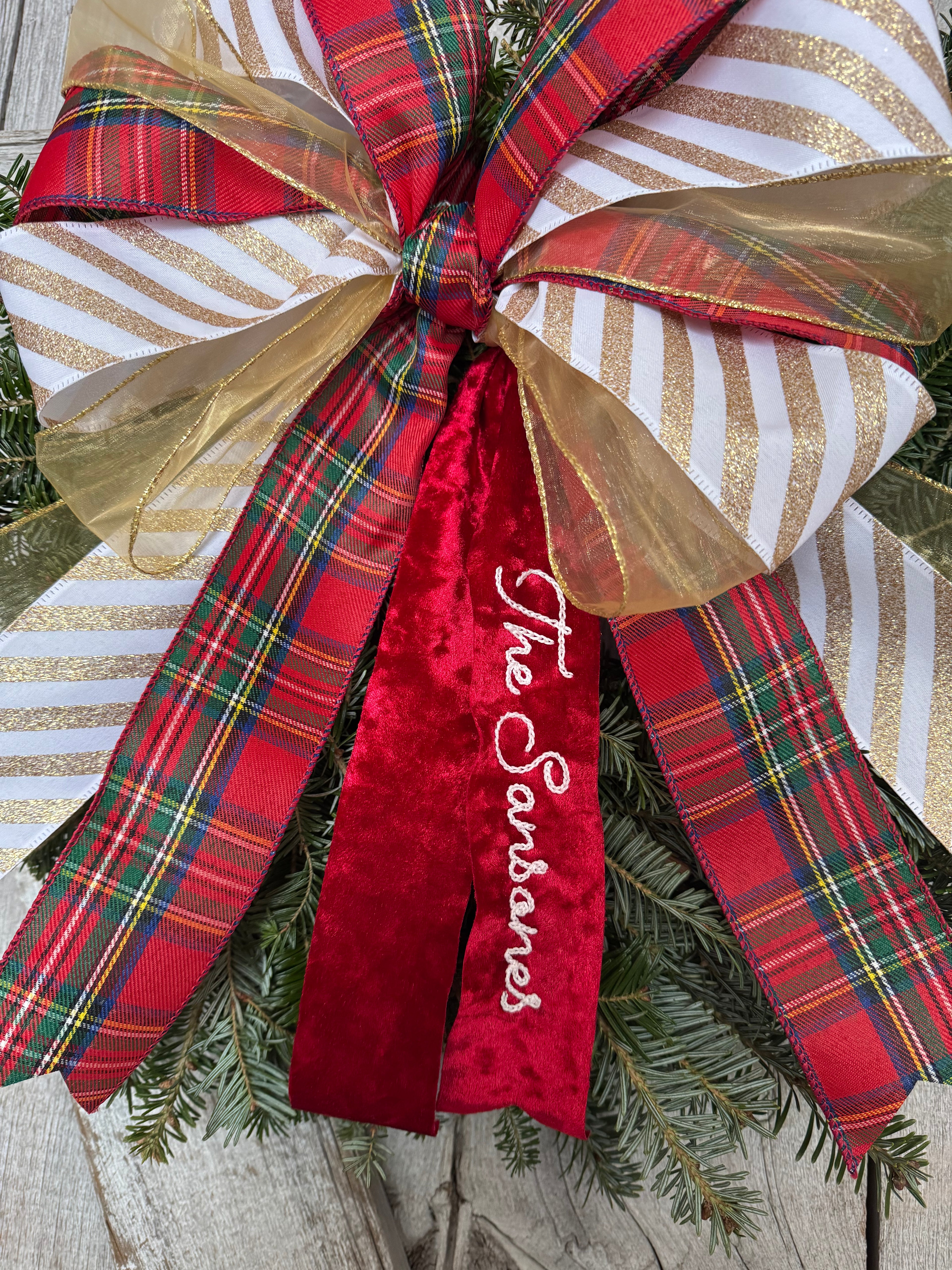 Stripe Plaid Gold Wreath