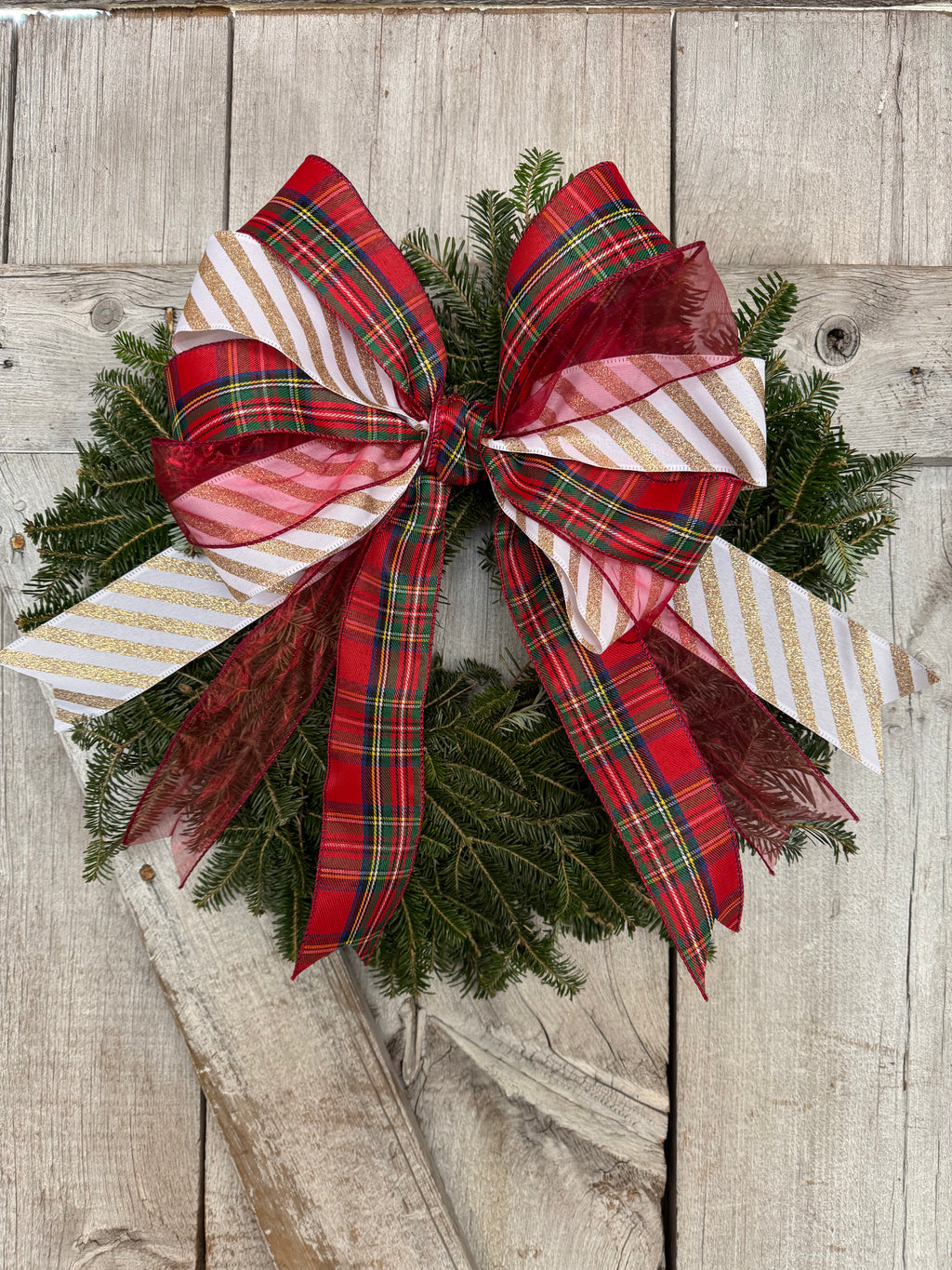 Stripe Plaid Red Wreath