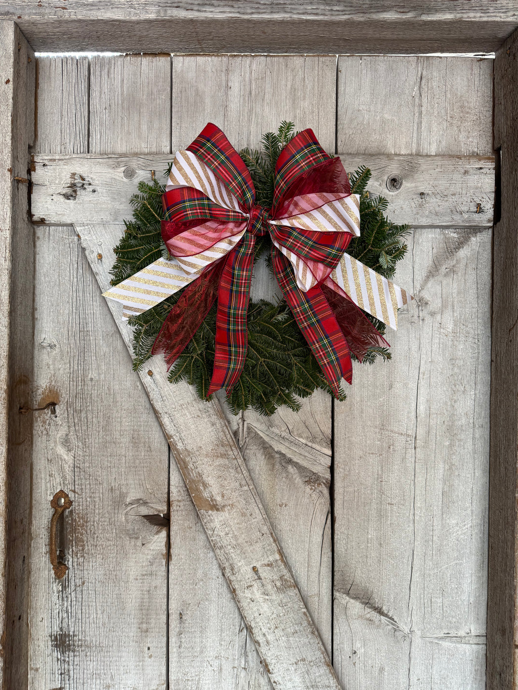 Stripe Plaid Red Wreath