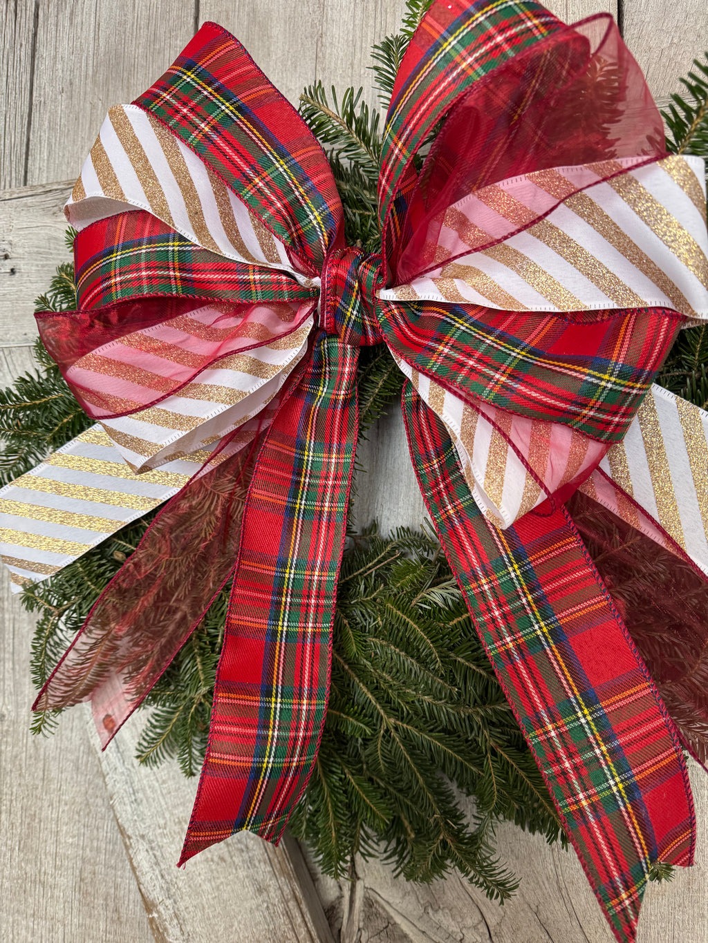Stripe Plaid Red Wreath