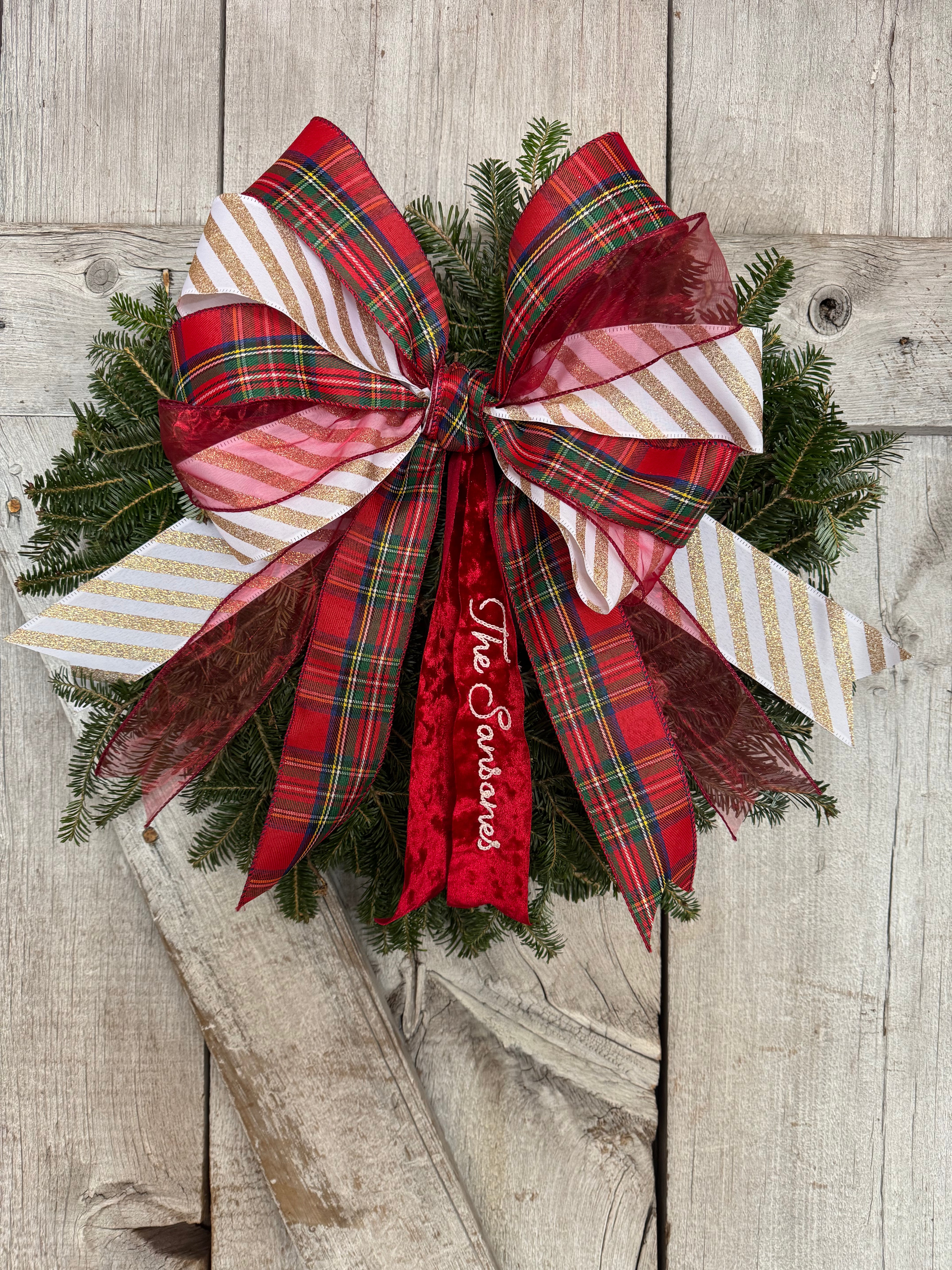 Stripe Plaid Red Wreath