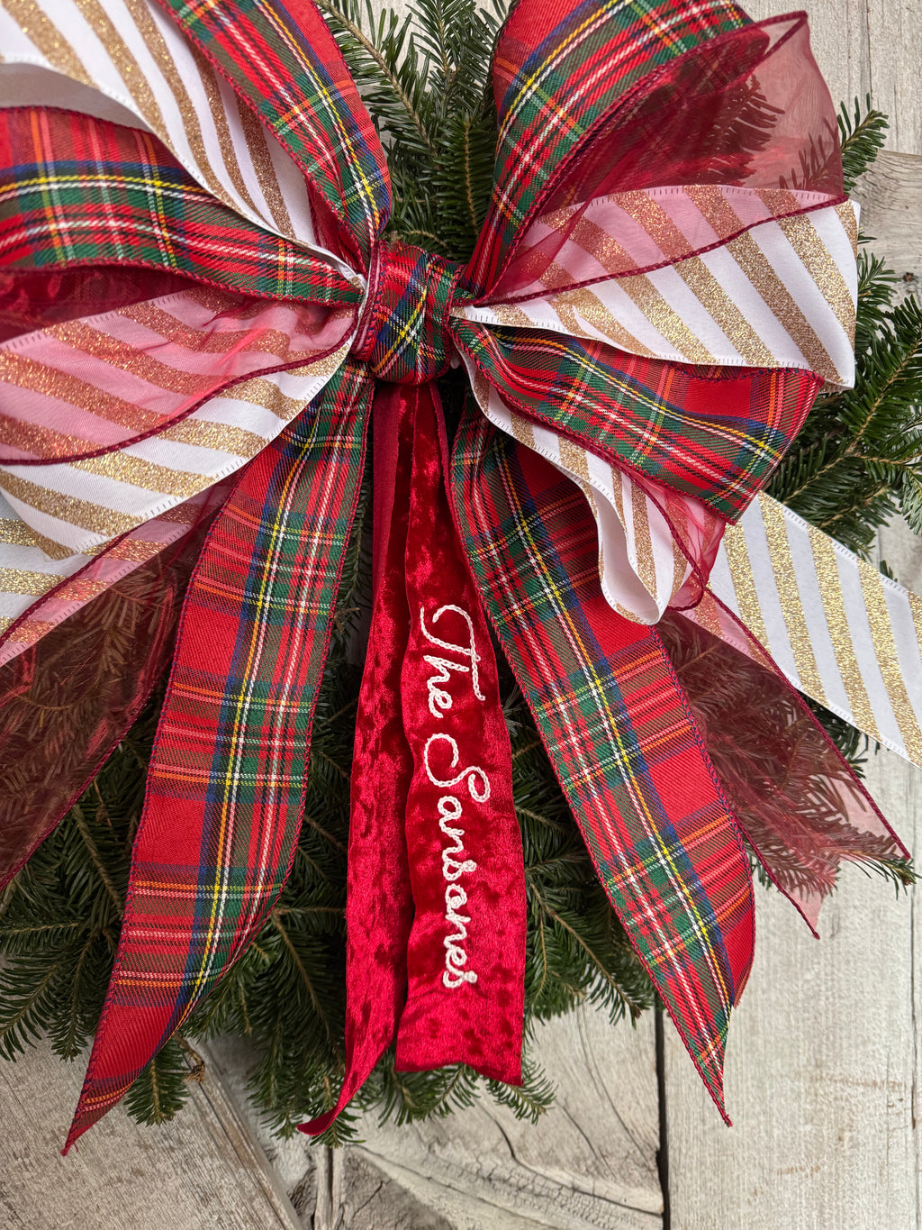 Stripe Plaid Red Wreath