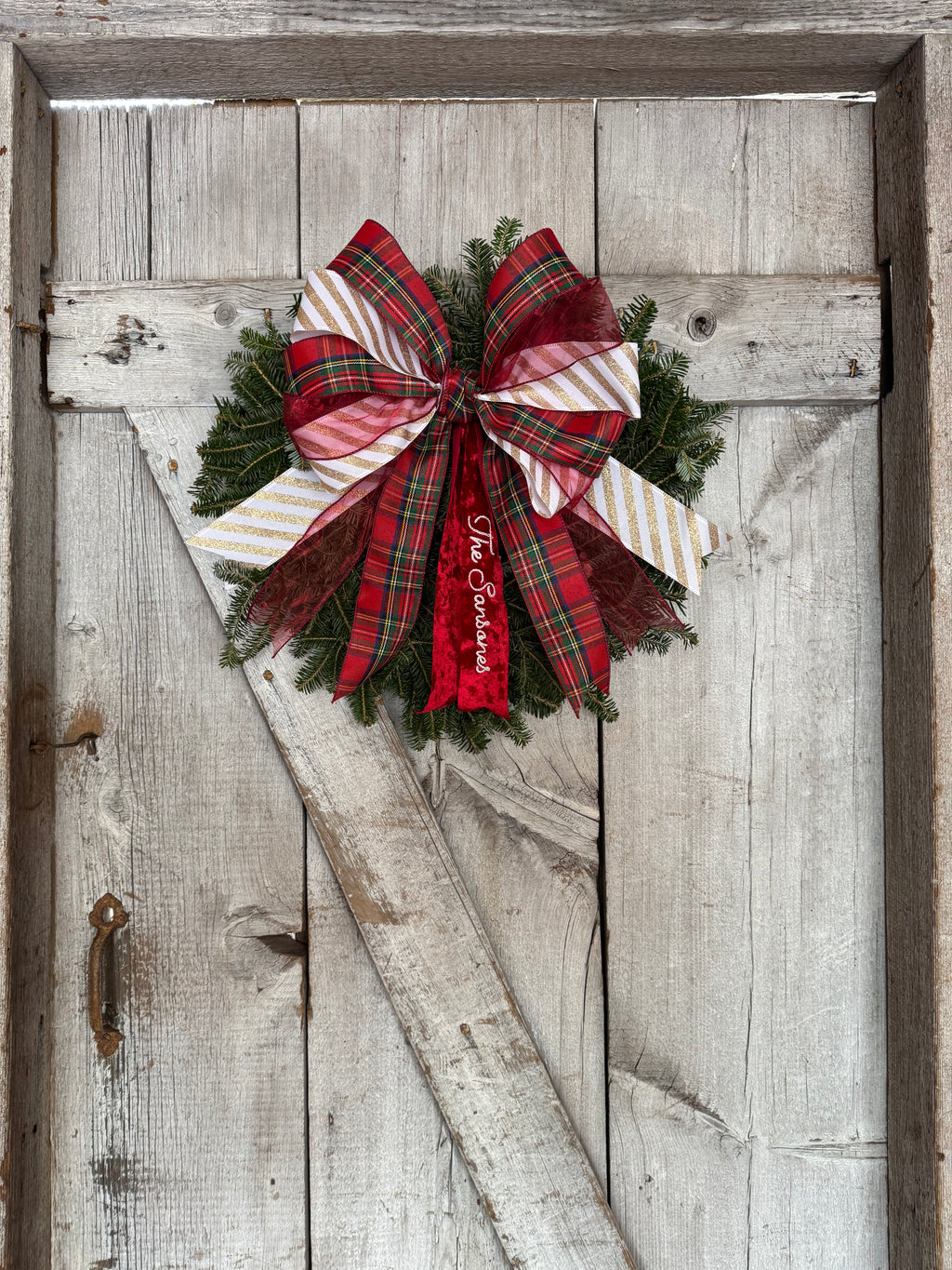 Stripe Plaid Red Wreath