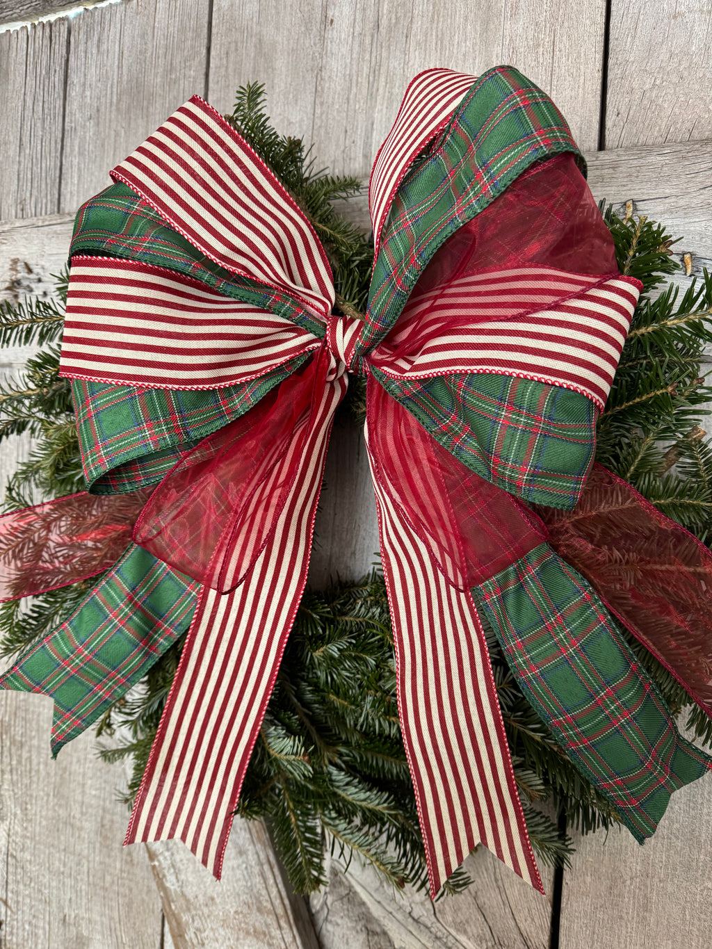 Plaid Stripe Red Wreath