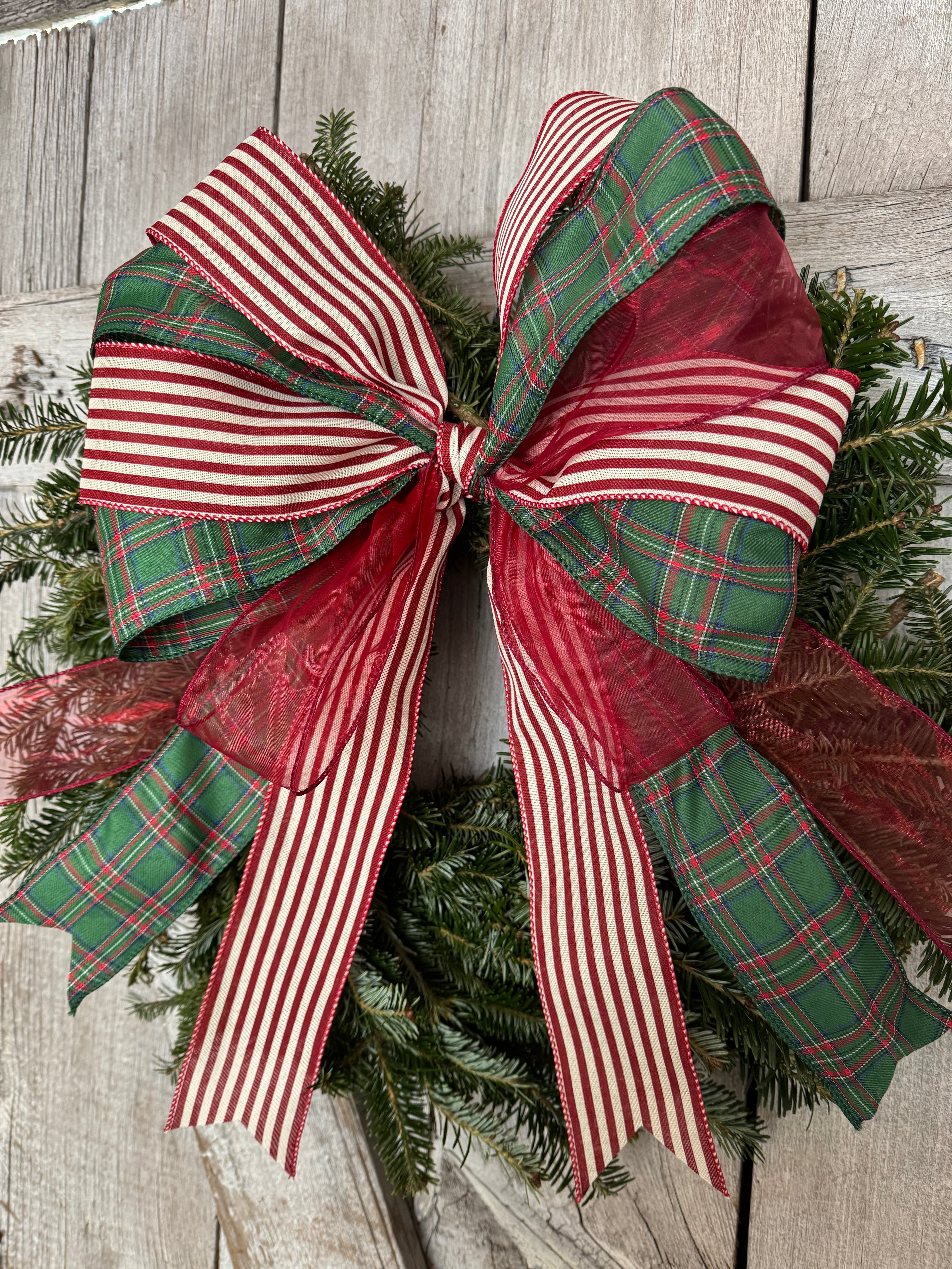 Plaid Stripe Red Wreath