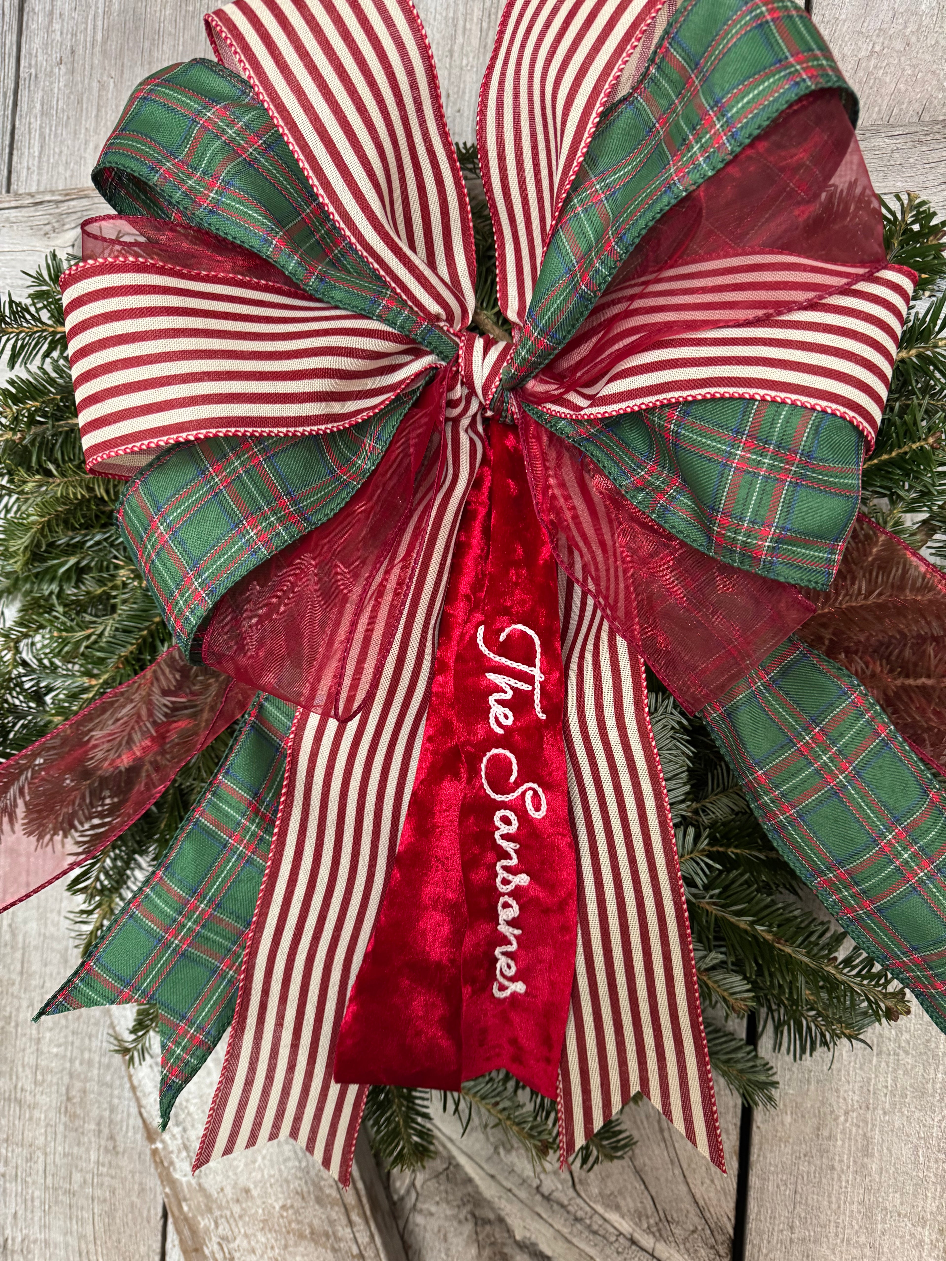 Plaid Stripe Red Wreath