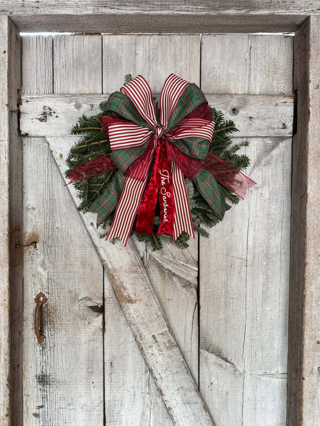 Plaid Stripe Red Wreath