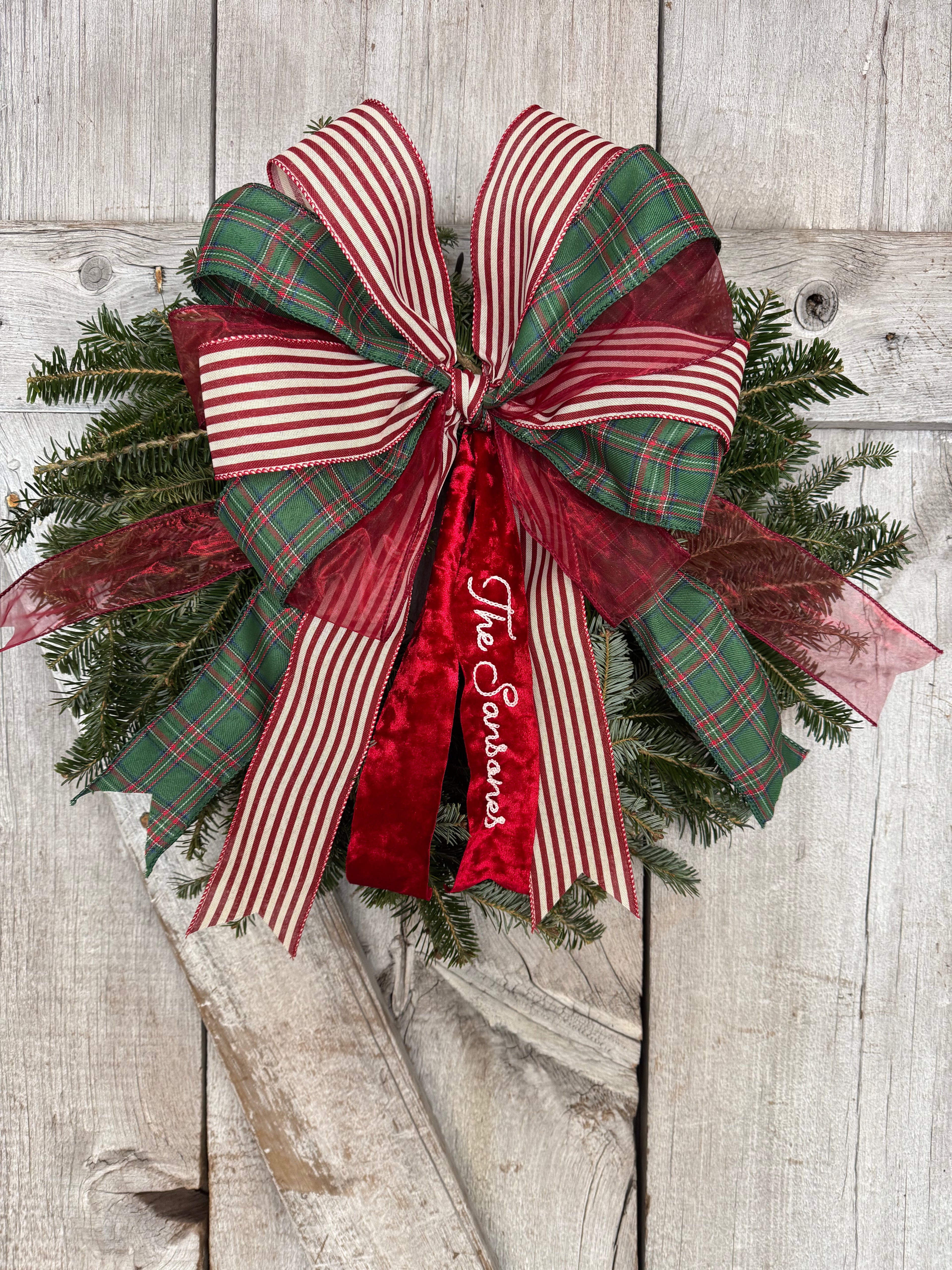Plaid Stripe Red Wreath