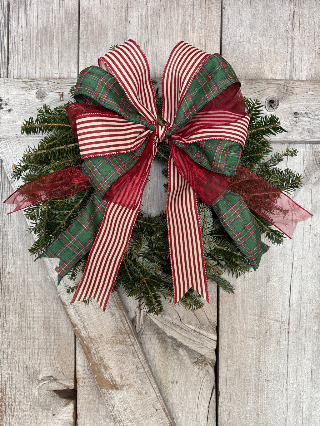 Plaid Stripe Red Wreath