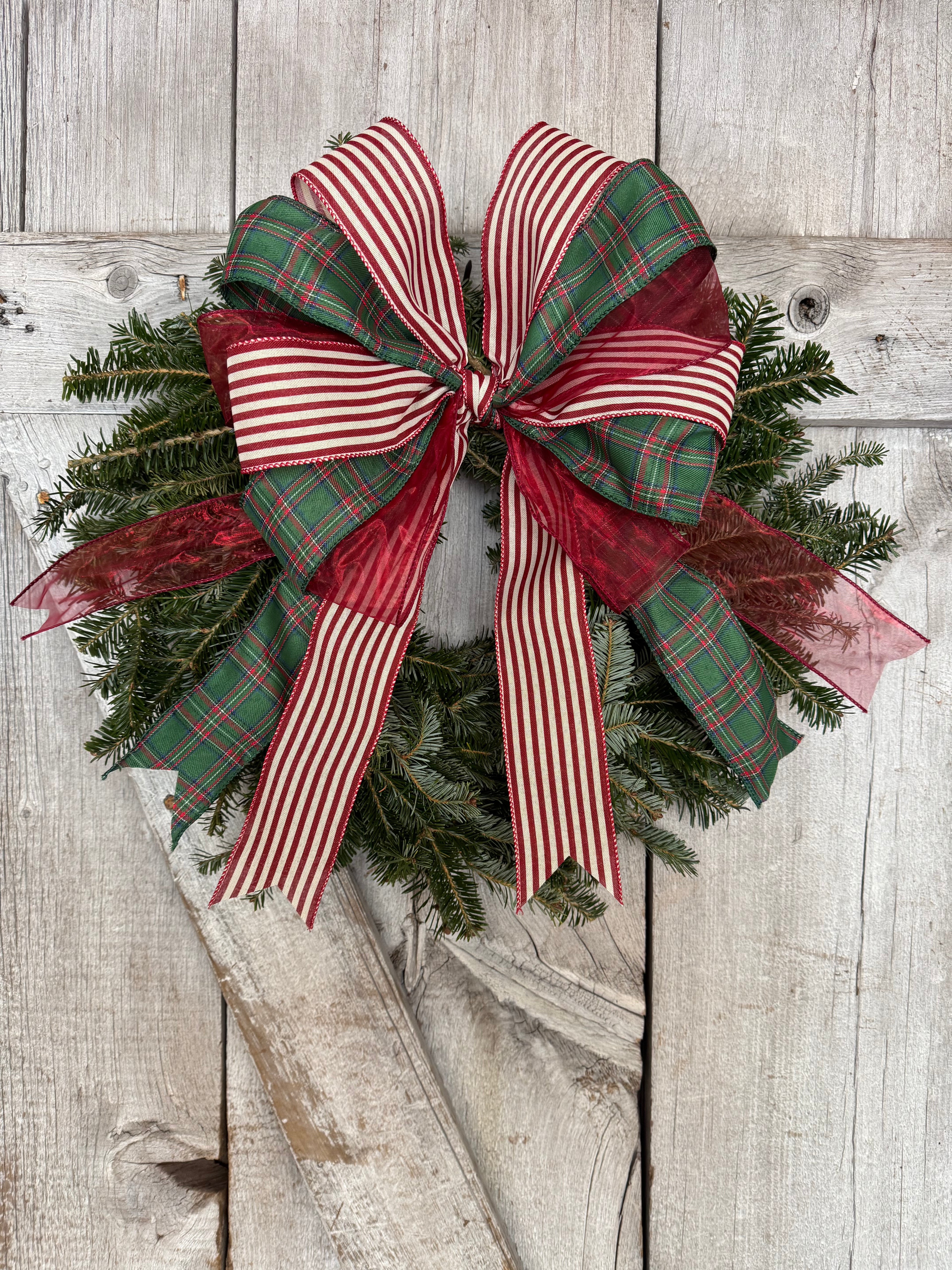 Plaid Stripe Red Wreath