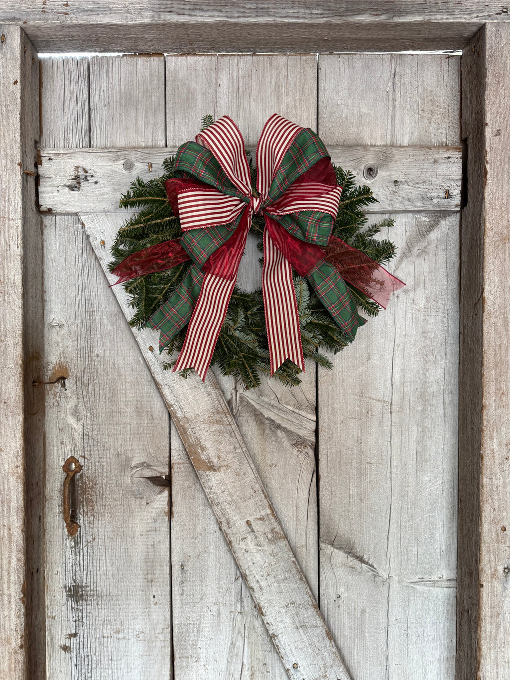 Plaid Stripe Red Wreath