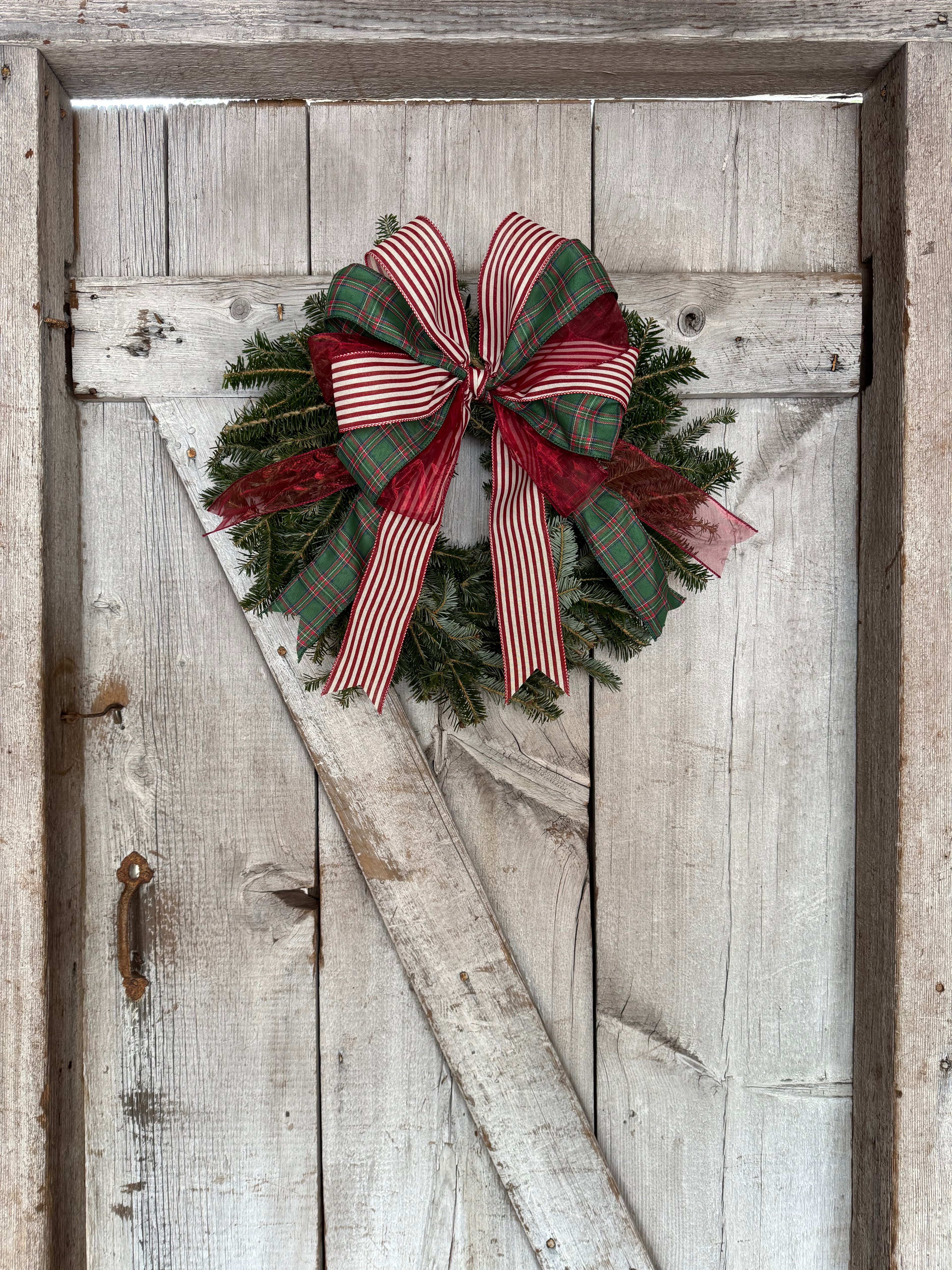 Plaid Stripe Red Wreath