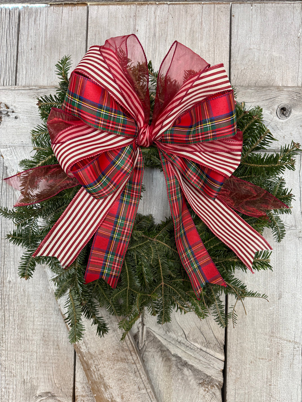 Plaid Red Stripe Wreath