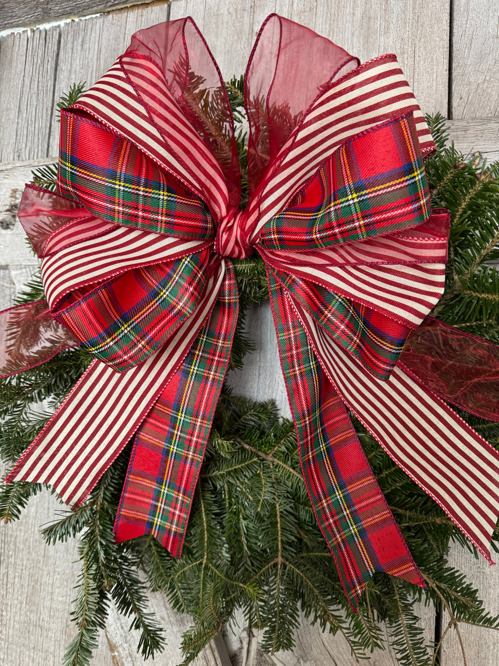 Plaid Red Stripe Wreath