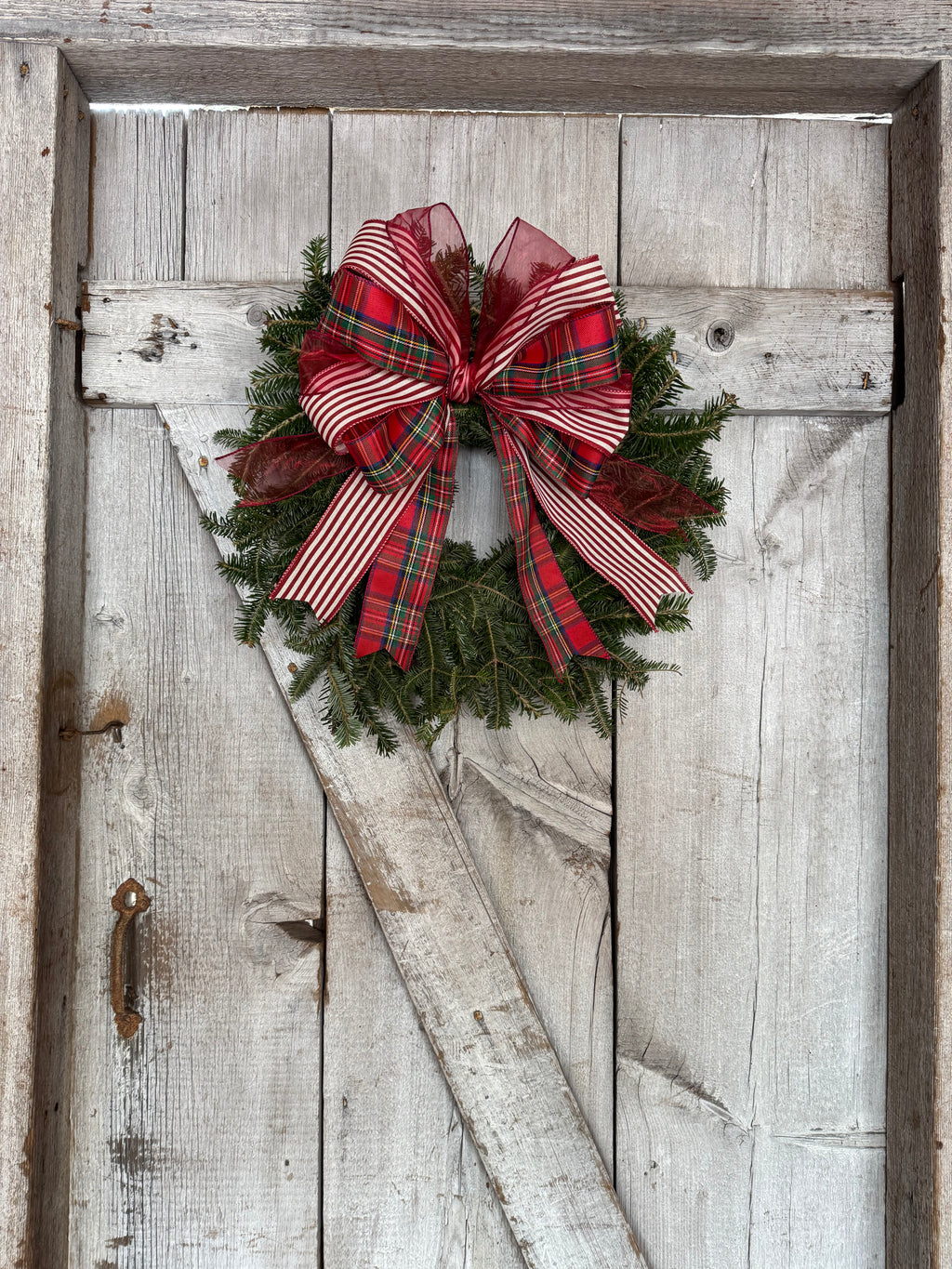 Plaid Red Stripe Wreath