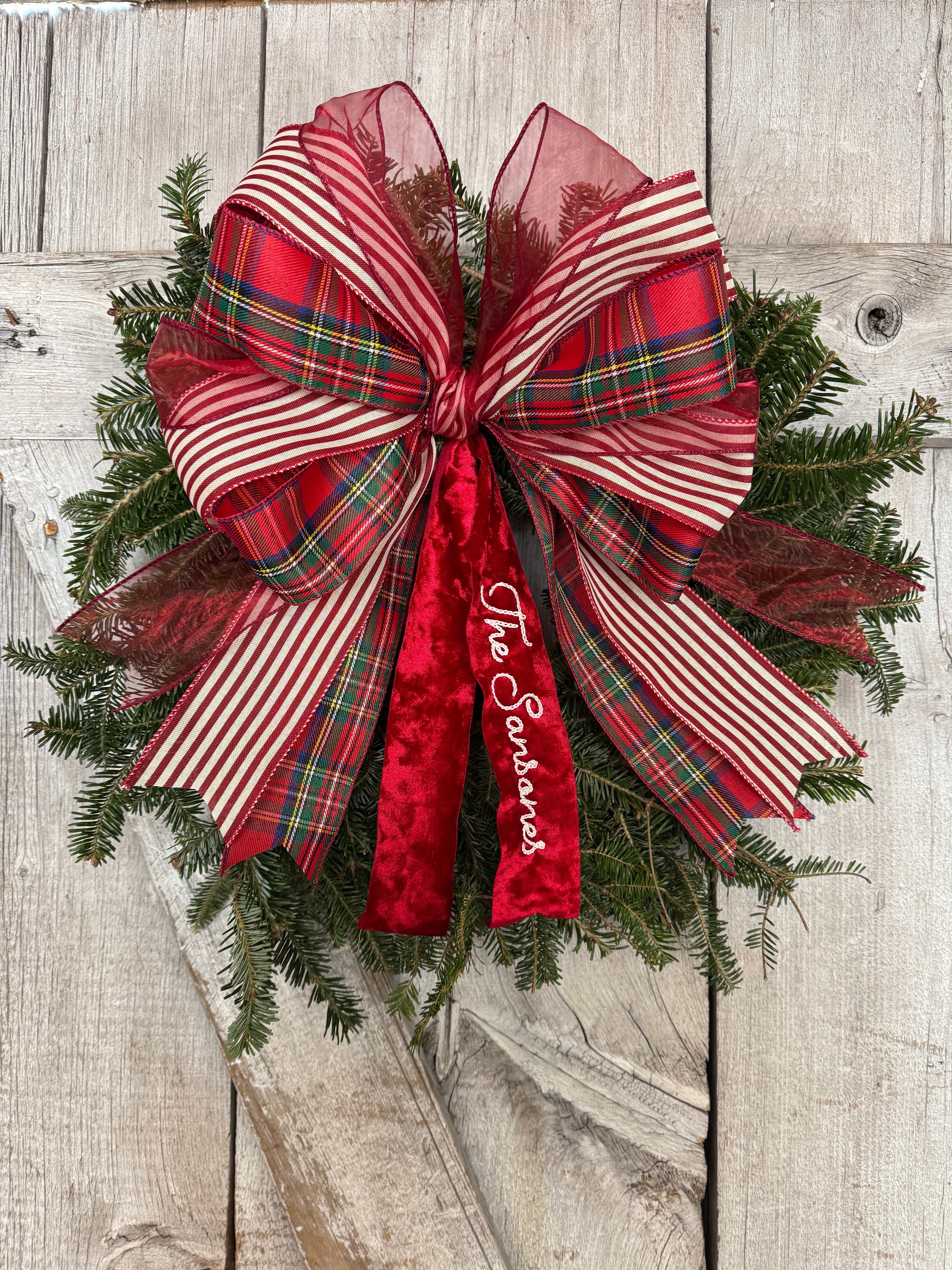 Plaid Red Stripe Wreath