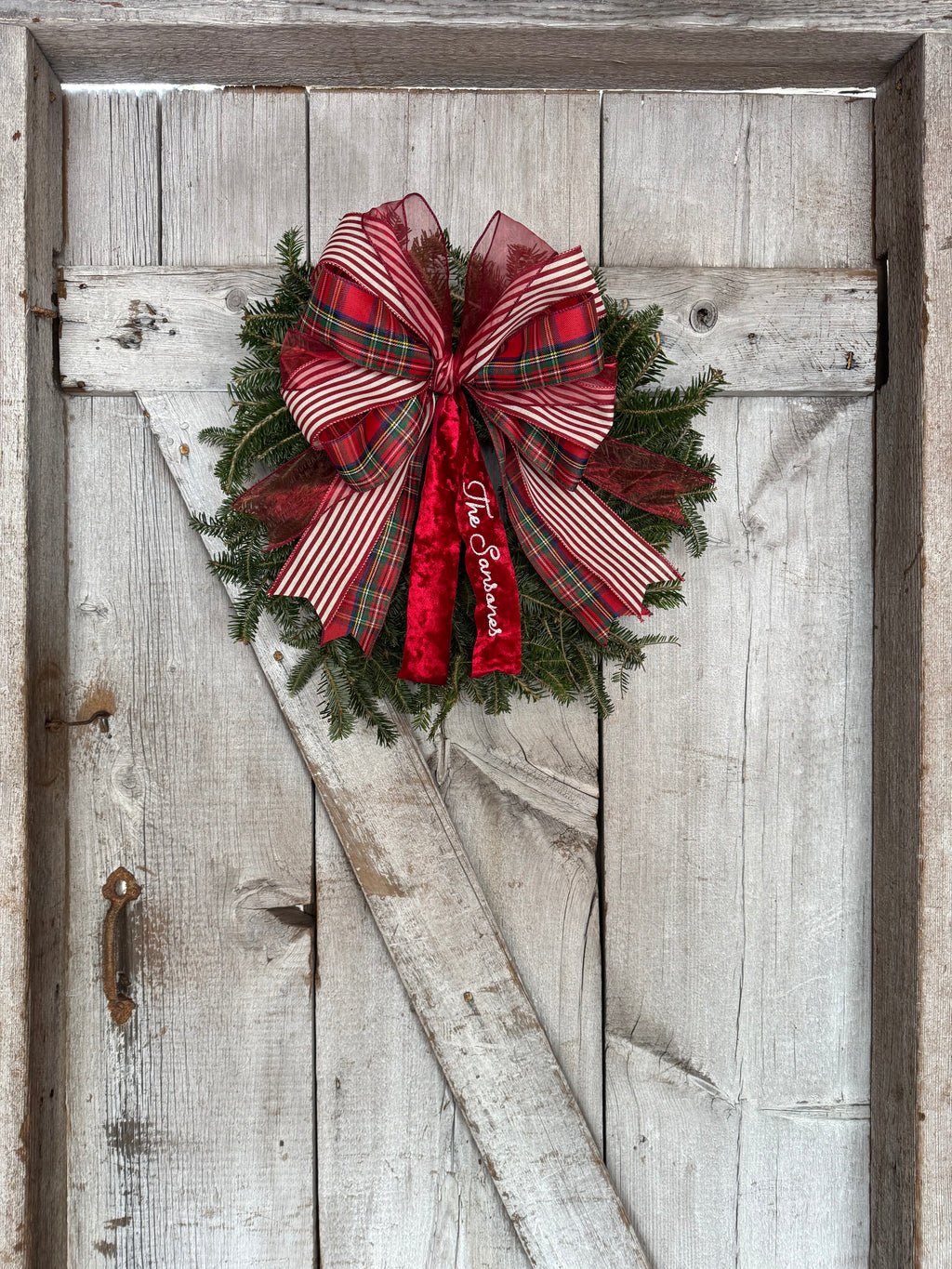 Plaid Red Stripe Wreath