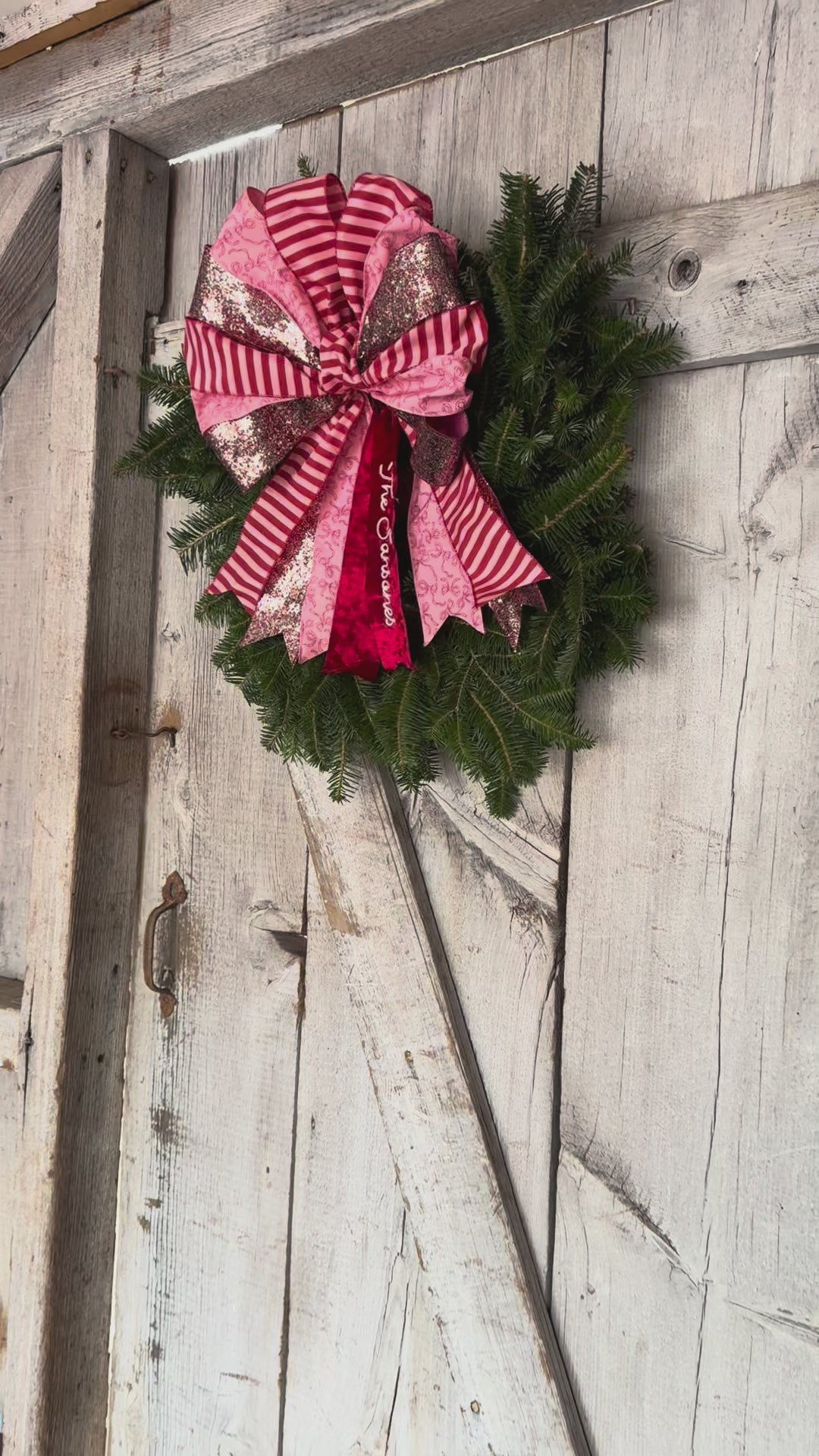 Glitter Bow Stripe Wreath